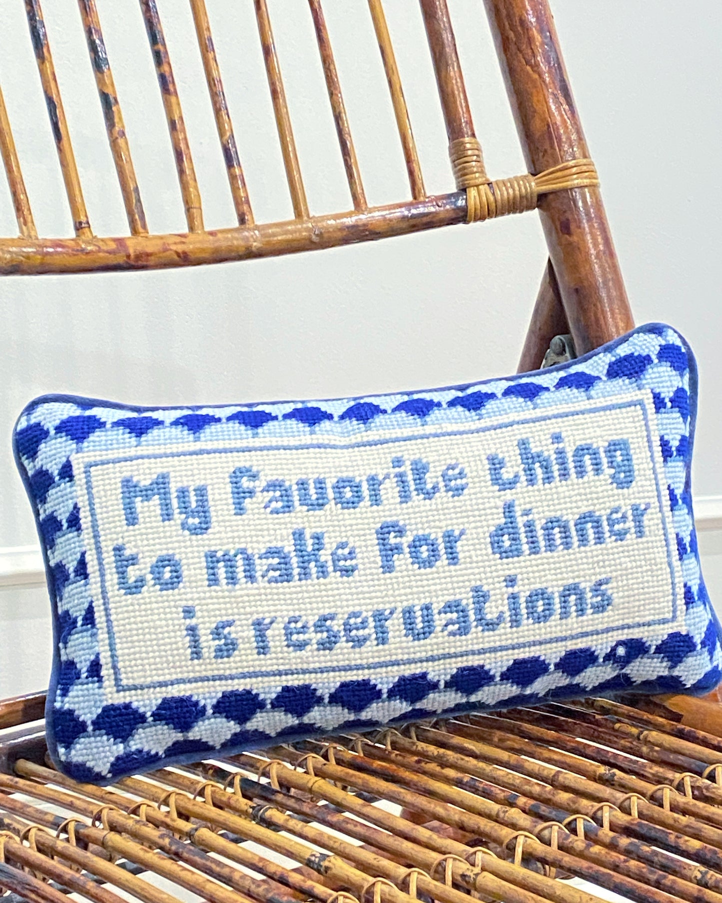 Reservations Needlepoint Pillow