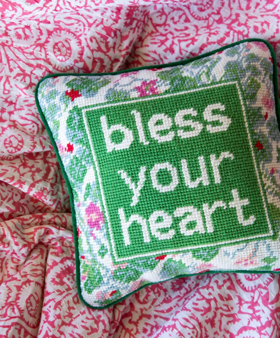 Bless Your Heart Needlepoint Pillow